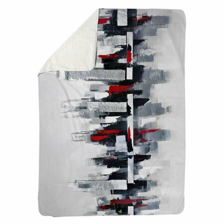 BEGIN HOME DECOR 60 x 80 in. Grey & Red Cityscape-Sherpa Fleece Blanket 5545-6080-CI55